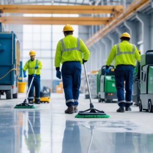 Efter hantverkarna har lämnat då börjar industristädningen